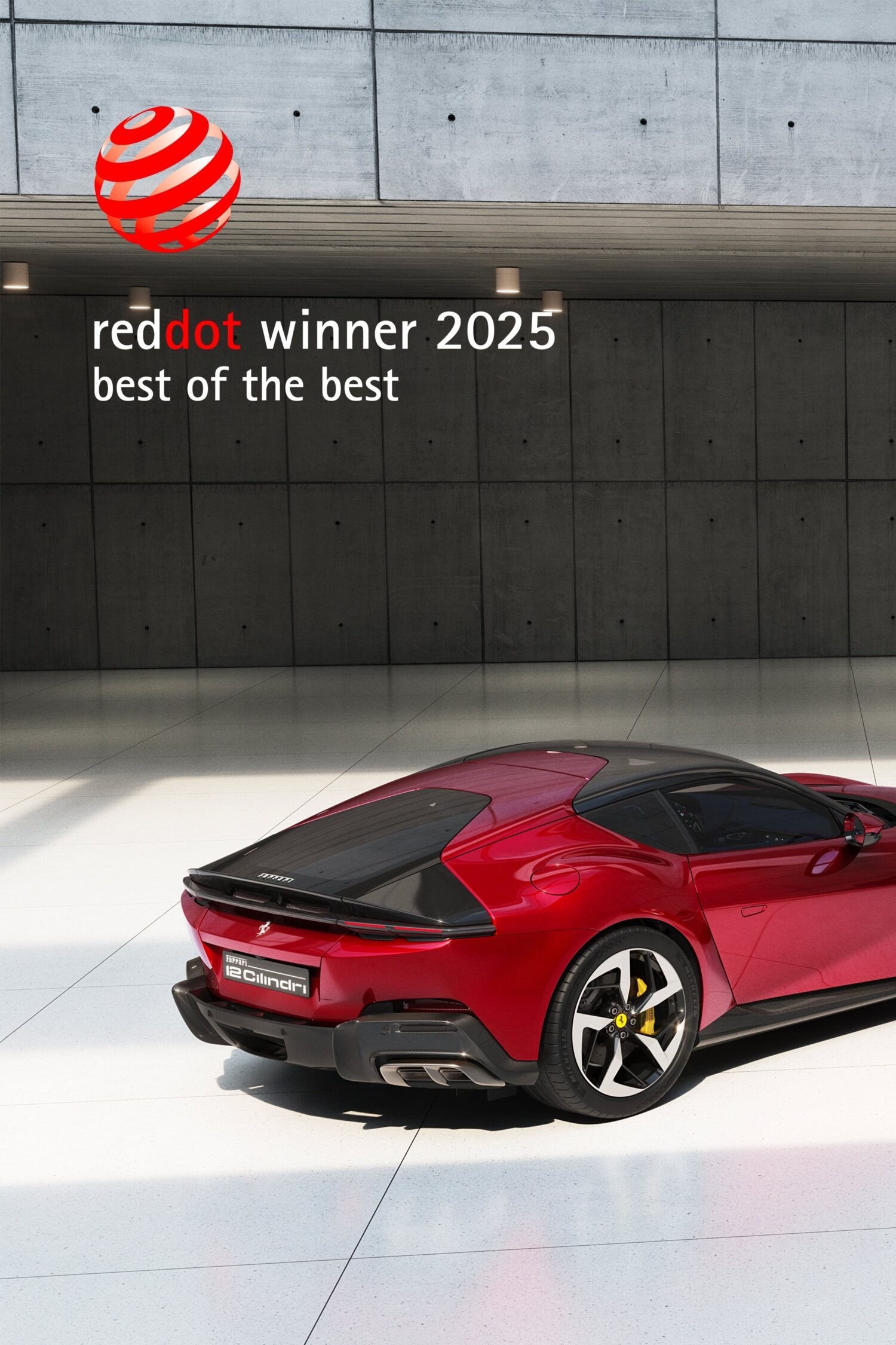 2025年の「レッド・ドット・アワード」でフェラーリから3台（12チリンドリ/12チリンドリ・スパイダー/F80）がプロダクトデザイン部門で最高賞を受賞した。