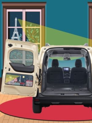 ルノー・カングーに20セットのデコパネル　「アパルトマンから眺めるパリの風景」